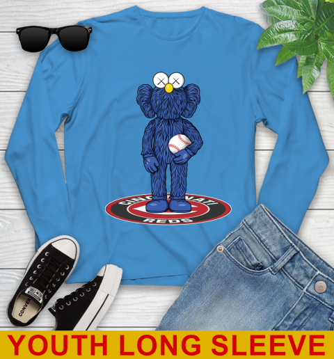 MLB Baseball Cincinnati Reds Kaws Bff Blue Figure Shirt Youth Long Sleeve 8