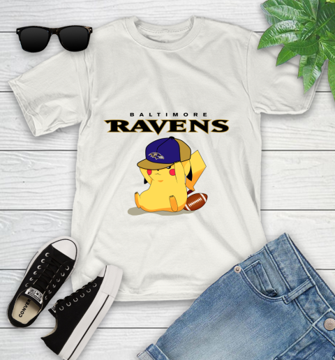 NFL Pikachu Football Sports Baltimore Ravens Youth T-Shirt