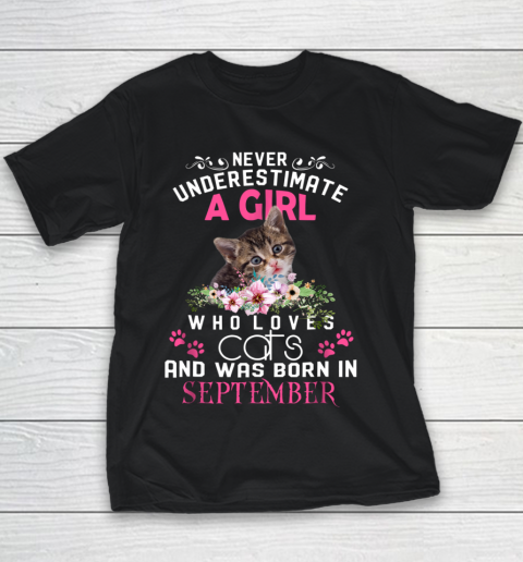 A girl who loves cats and was born in September Youth T-Shirt