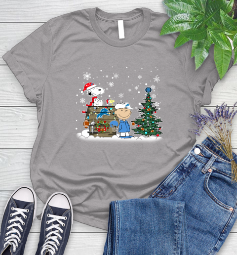 NFL Detroit Lions Snoopy Charlie Brown Christmas Football Super Bowl Sports Women's T-Shirt 5