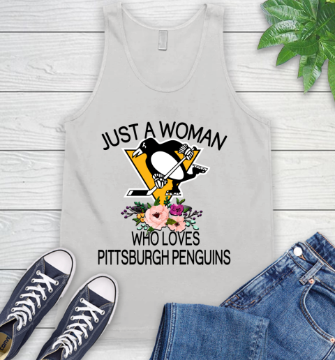 NHL Just A Woman Who Loves Pittsburgh Penguins Hockey Sports Tank Top
