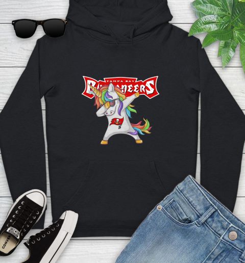 Tampa Bay Buccaneers NFL Football Funny Unicorn Dabbing Sports Youth Hoodie 2