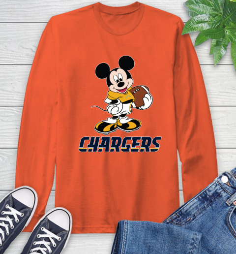 NFL Football Los Angeles Chargers Cheerful Mickey Mouse Shirt Long Sleeve T-Shirt 5