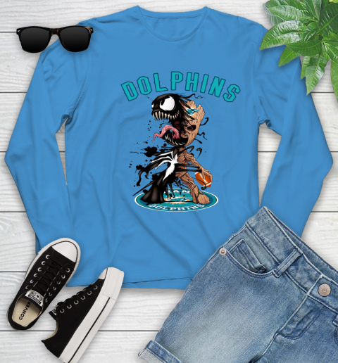 NFL Miami Dolphins Football Venom Groot Guardians Of The Galaxy Youth Long Sleeve 7