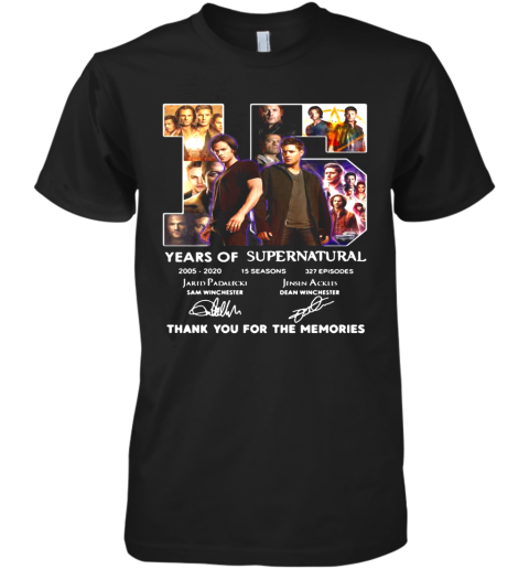 15 Years Of Supernatural 2005 2020 Thank You For The Memories Signature Premium Men's T-Shirt