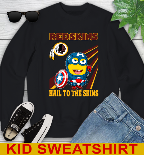 NFL Football Washington Redskins Captain America Marvel Avengers Minion Hail To The Skín Shirt Youth Sweatshirt