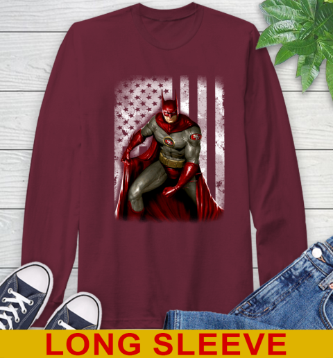 San Francisco 49ers NFL Football Batman DC American Flag Shirt Long Sleeve T-Shirt 7