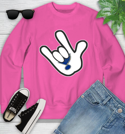 St.Louis Blues NHL Hockey Mickey Rock Hand Disney Youth Sweatshirt 7