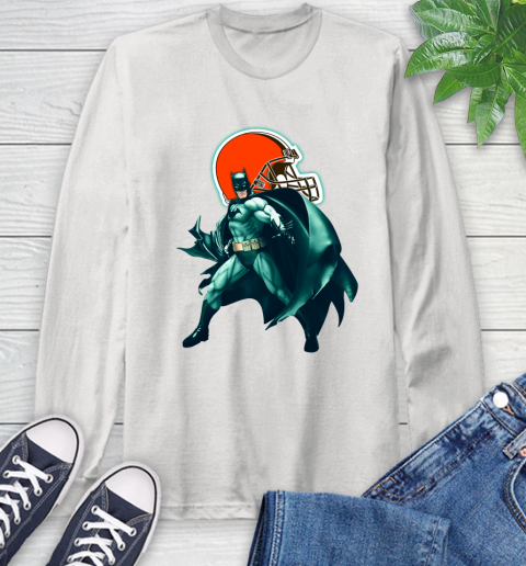 NFL Batman Football Sports Cleveland Browns Long Sleeve T-Shirt