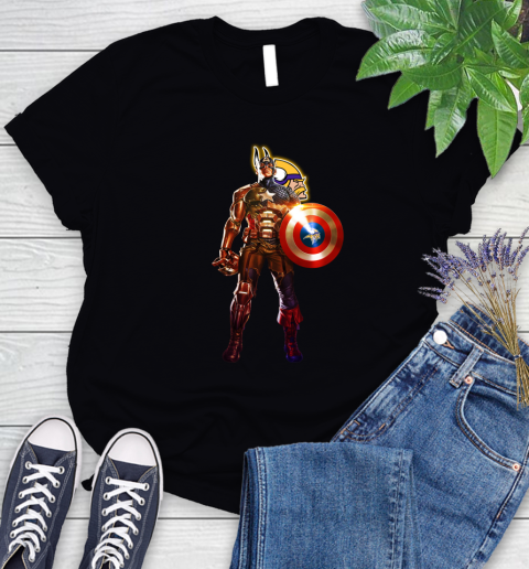 NFL Captain America Marvel Avengers Endgame Football Sports Minnesota Vikings Women's T-Shirt 2