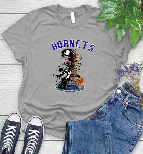 NBA Charlotte Hornets Basketball Venom Groot Guardians Of The Galaxy Women's T-Shirt 10