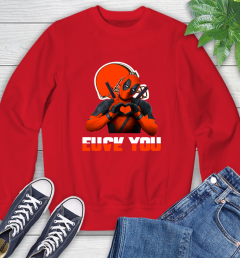 NHL Cleveland Browns Deadpool Love You Fuck You Football Sports Sweatshirt 10