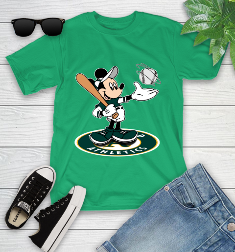 MLB Baseball Oakland Athletics Cheerful Mickey Disney Shirt Youth T-Shirt 6