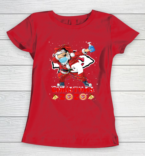Kansas City Chiefs Funny Santa Claus Dabbing Christmas 2020 NFL Women's T-Shirt 9