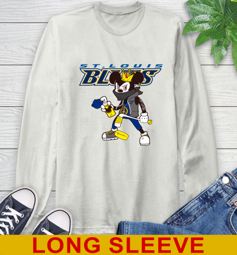St.Louis Blues NHL Hockey Mickey Peace Sign Sports Long Sleeve T-Shirt 12