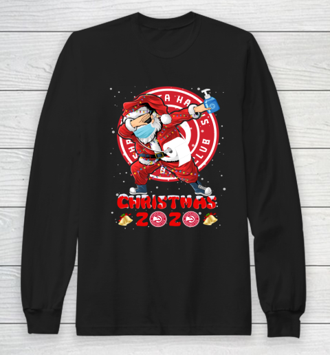 Atlanta Hawks Funny Santa Claus Dabbing Christmas 2020 NBA Long Sleeve T-Shirt