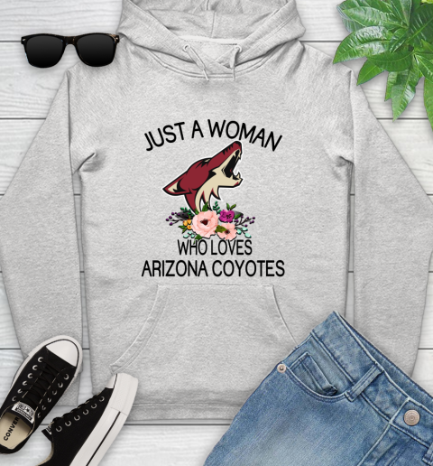 NHL Just A Woman Who Loves Arizona Coyotes Hockey Sports Youth Hoodie