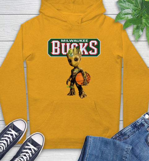 Milwaukee Bucks NBA Basketball Groot Marvel Guardians Of The Galaxy Hoodie