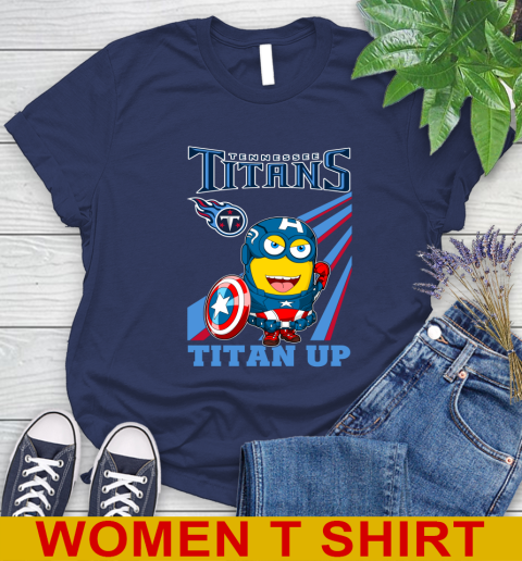 NFL Football Tennessee Titans Captain America Marvel Avengers Minion Titan Up Shirt Women's T-Shirt 12