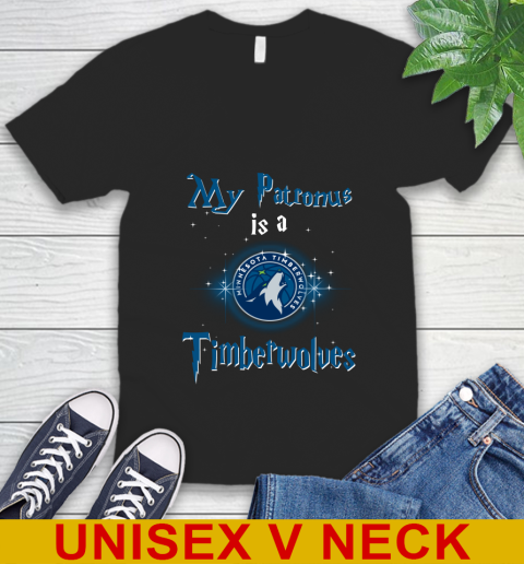 NBA Basketball Harry Potter My Patronus Is A Minnesota Timberwolves V-Neck T-Shirt