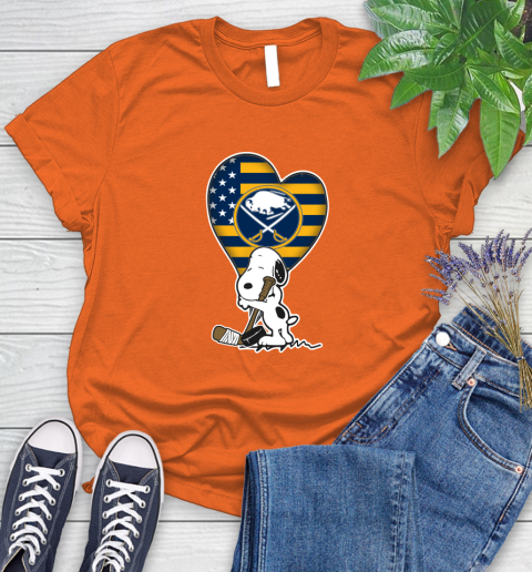 Buffalo Sabres NHL Hockey The Peanuts Movie Adorable Snoopy Women's T-Shirt 4