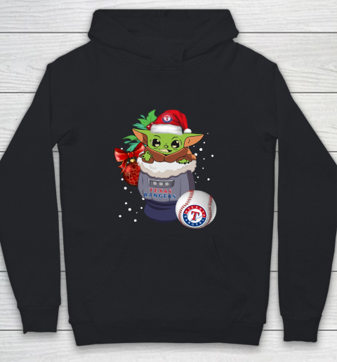 Texas Rangers Christmas Baby Yoda Star Wars Funny Happy MLB Youth Hoodie