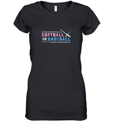 Softball or Baseball Shirt, Sports Gender Reveal Women's V-Neck T-Shirt
