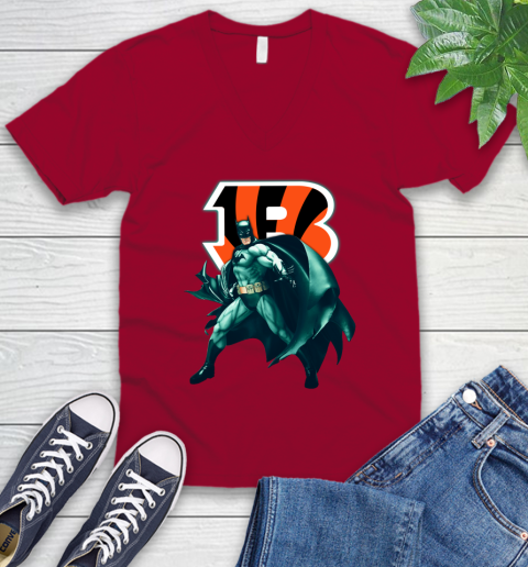 NFL Batman Football Sports Cincinnati Bengals V Neck T Shirt