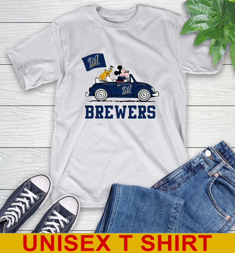 MLB Baseball Milwaukee Brewers Pluto Mickey Driving Disney Shirt T-Shirt 12