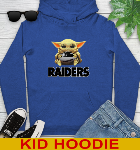 NFL Football Oakland Raiders Baby Yoda Star Wars Shirt Youth Hoodie 10