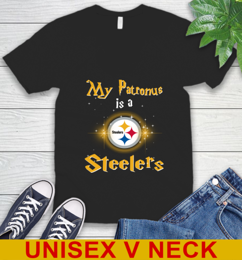 NFL Football Harry Potter My Patronus Is A Pittsburgh Steelers V-Neck T-Shirt