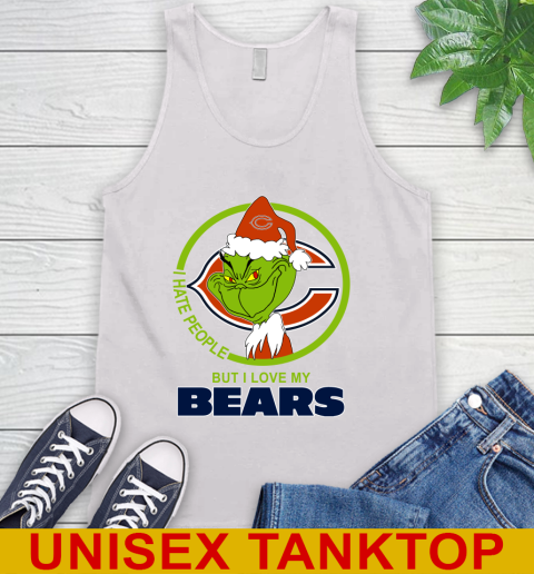 Chicago Bears NFL Christmas Grinch I Hate People But I Love My Favorite Football Team Tank Top