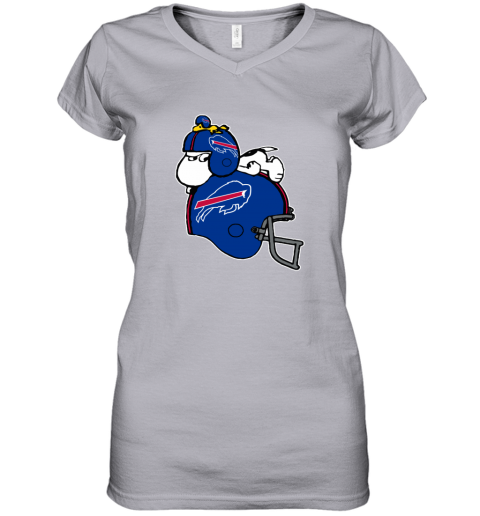 n8to snoopy and woodstock resting on buffalo bills helmet women v neck t shirt 39 front sport grey