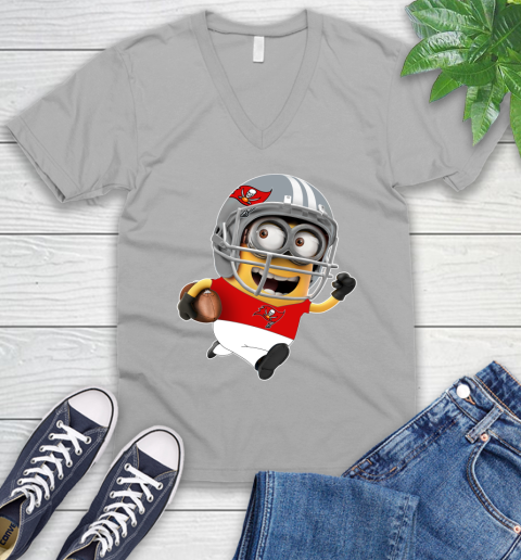 NFL Tampa Bay Buccaneers Minions Disney Football Sports V-Neck T-Shirt 4