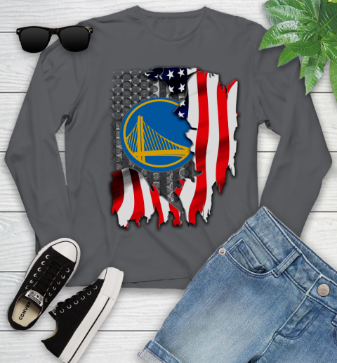 Golden State Warriors NBA Basketball American Flag Youth Long Sleeve 9