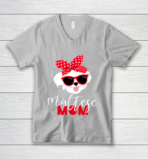 Dog Mom Shirt Dog Lovers T Shirt Maltese Mom Fur Mama V-Neck T-Shirt 3