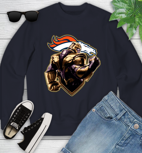 NFL Thanos Avengers Endgame Football Sports Denver Broncos Youth Sweatshirt 3