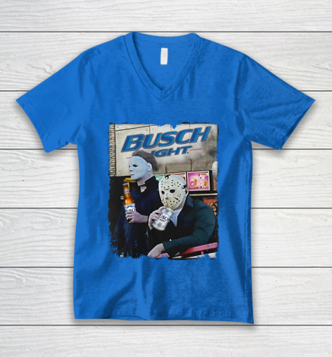 Michael Myers And Jason Voorhees Busch Light Halloween V-Neck T-Shirt 5