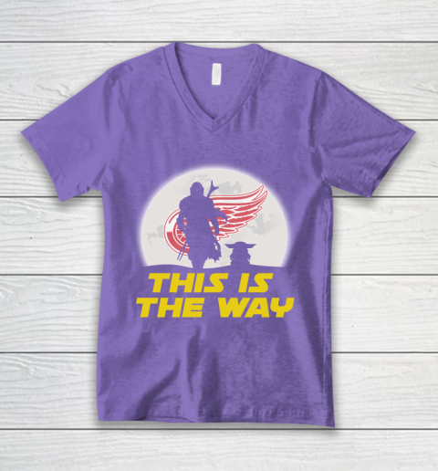 Detroit Red Wings NHL Ice Hockey Star Wars Yoda And Mandalorian This Is The Way V-Neck T-Shirt 8