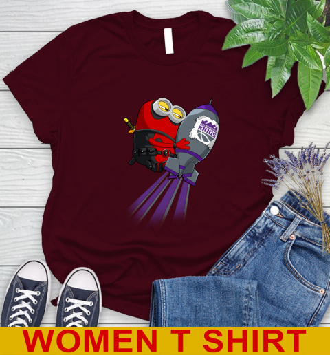 NBA Basketball Sacramento Kings Deadpool Minion Marvel Shirt Women's T-Shirt 6