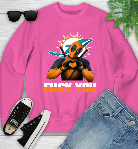 NHL Miami Dolphins Deadpool Love You Fuck You Football Sports Youth Sweatshirt 6