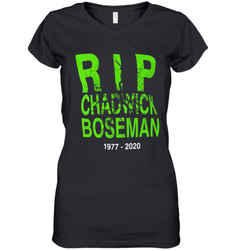 Rip Chadwick Boseman Black Panther 1977 2020 Women's V-Neck T-Shirt