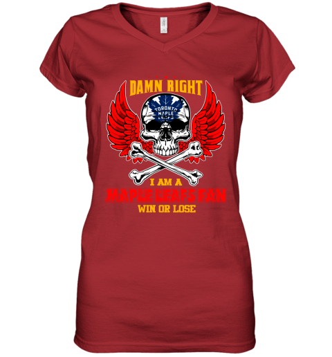 NHL Damn Right I Am A Tampa Bay Lightning Win Or Lose Skull Hockey Sports ZGSJjoVDPpN women v neck t shirt 39 95 151514 front red