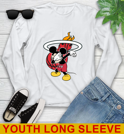 Miami Heat NBA Basketball Dabbing Mickey Disney Sports Youth Long Sleeve
