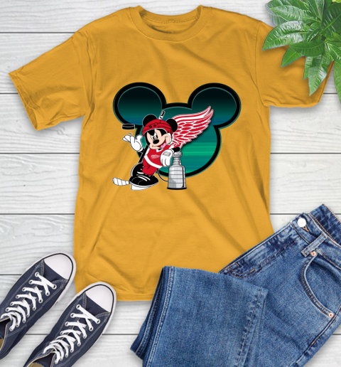 NHL Detroit Red Wings Stanley Cup Mickey Mouse Disney Hockey T Shirt T-Shirt 3