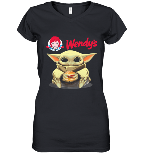 Wendy'S Baby Yoda Hug Hamburger Women's V-Neck T-Shirt