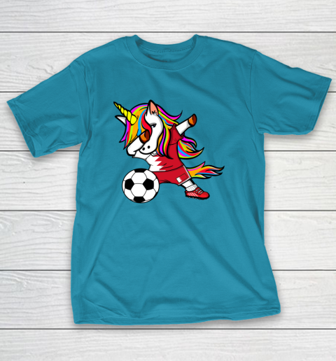 Dabbing Unicorn Bahrain Football Bahraini Flag Soccer T-Shirt 8
