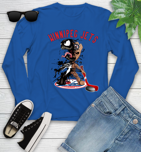 NHL Winnipeg Jets Hockey Venom Groot Guardians Of The Galaxy Youth Long Sleeve 9