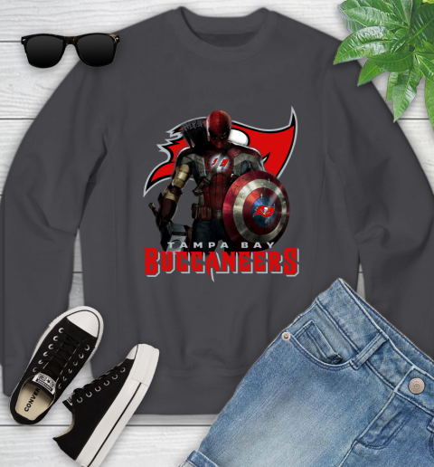 NFL Captain America Thor Spider Man Hawkeye Avengers Endgame Football Tampa Bay Buccaneers Youth Sweatshirt 6