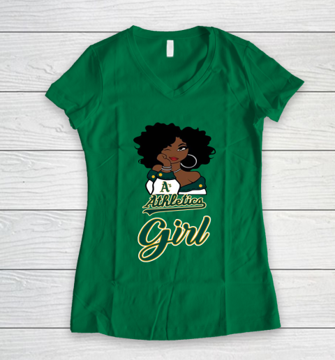 Oakland Athleticss Girl MLB Women's V-Neck T-Shirt 5